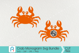 Crab Monogram Graphics for Crafts & Branding