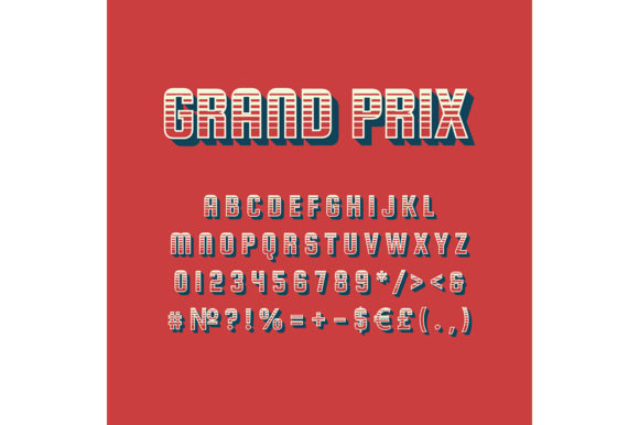 Grand Prix Vintage Vector Alphabet Set: Graphics & Print Templates