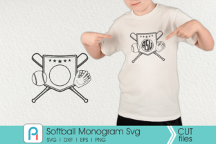 Softball Monogram Graphics for Crafts and Branding