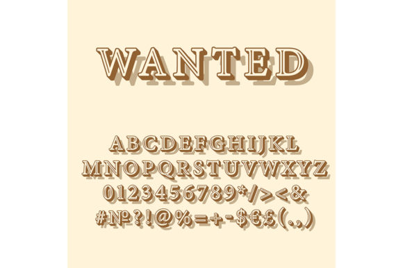 Wanted Vintage 3d Vector Alphabet Set: Bold Graphics for Templates